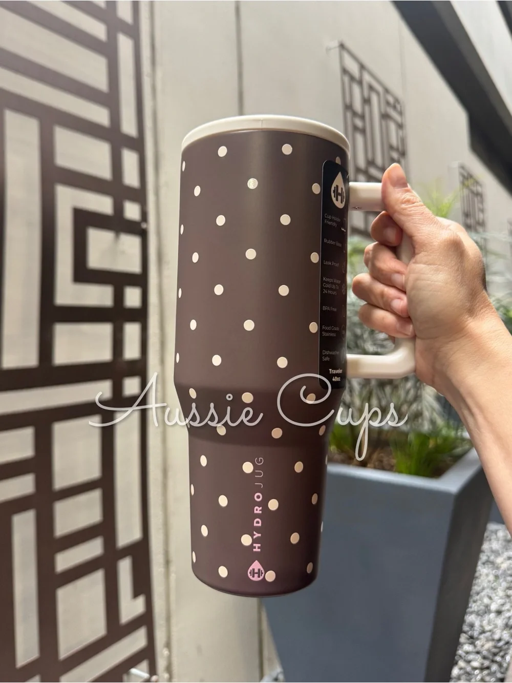 On The Dot Urban Outfitters x HydroJug Brown with Cream Polka Dots, flaws